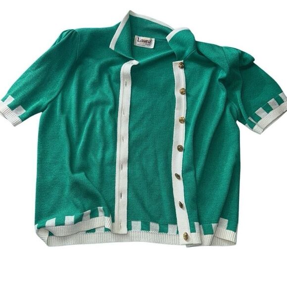 Vintage made in USA women’s jacket top Laura by Alyzia size 18 green - Picture 1 of 5
